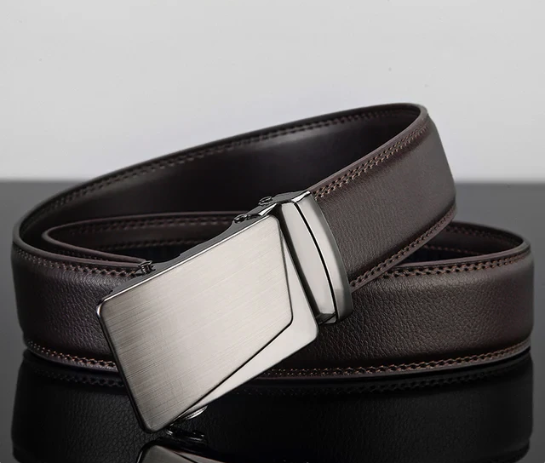 Leren riem met automatische metalen gesp